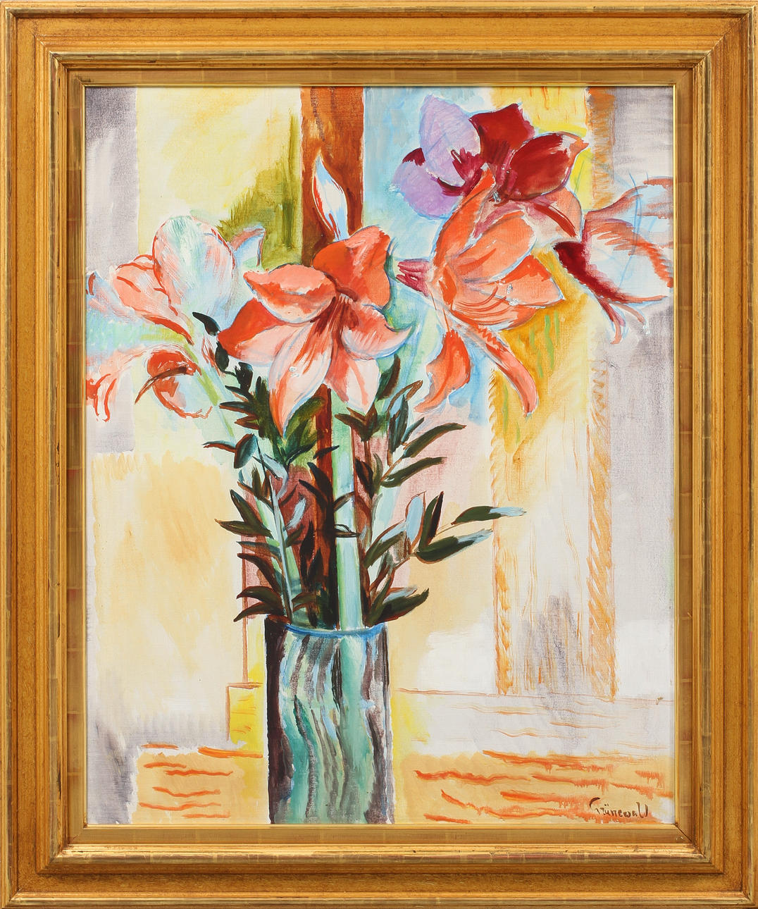 ISAAC GRÜNEWALD (1889-1946). Stilleben med amaryllis. Olja på duk.