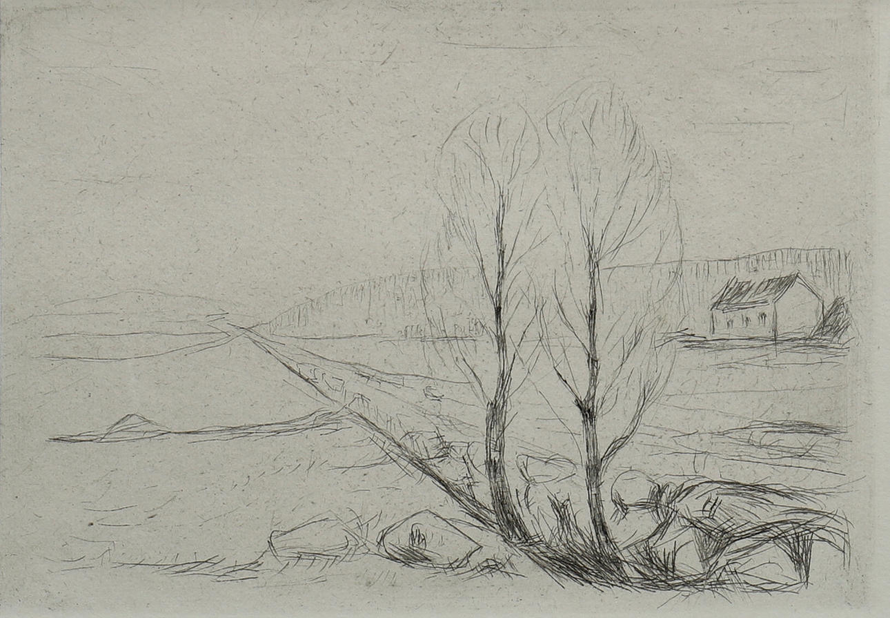 MUNCH EDVARD. LANDSCHAFT, RADIERUNG, 1920.