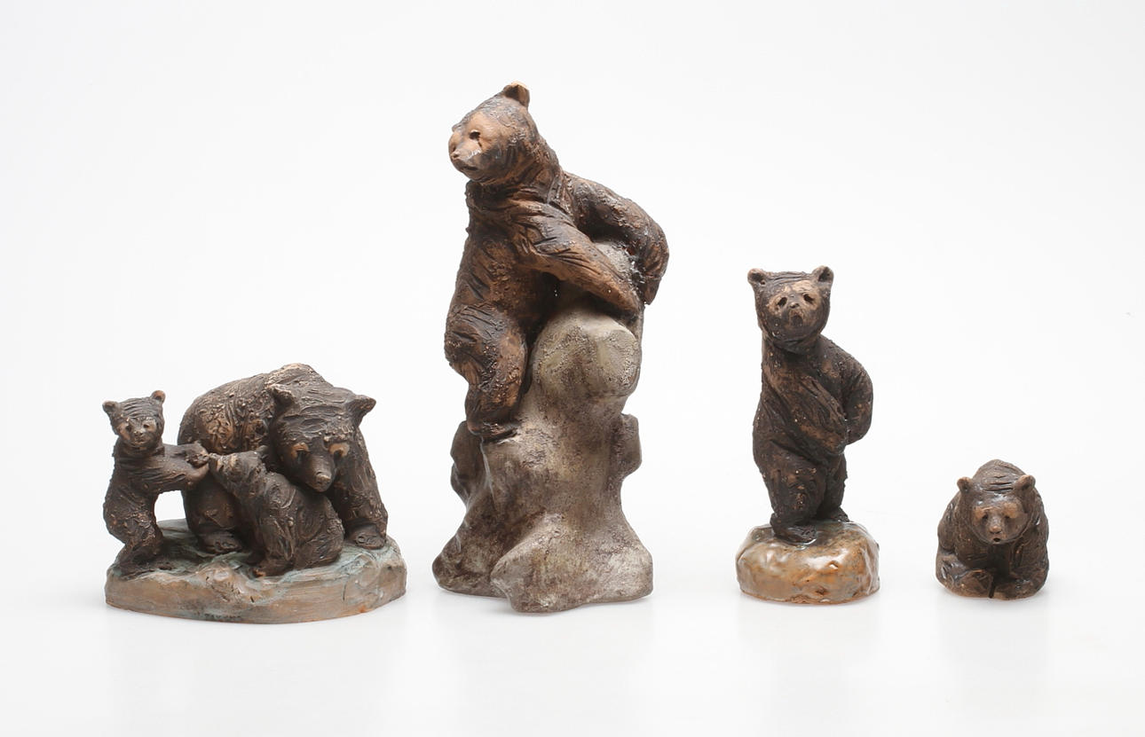 FIGURINER, 4 st. keramik. Björnar, Tilgmans, 1900-talets andra hälft.