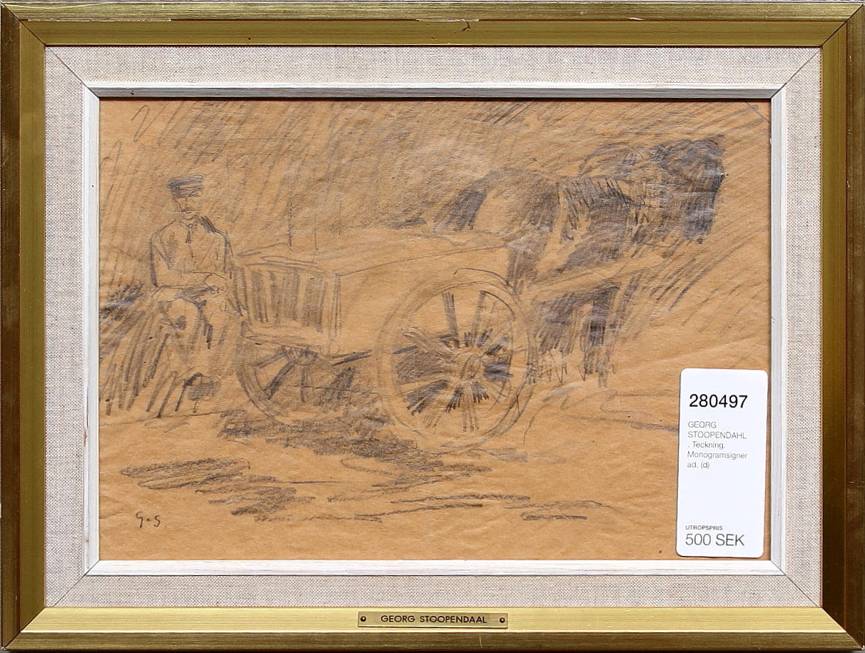 GEORG STOOPENDAHL. Teckning. Monogramsignerad.