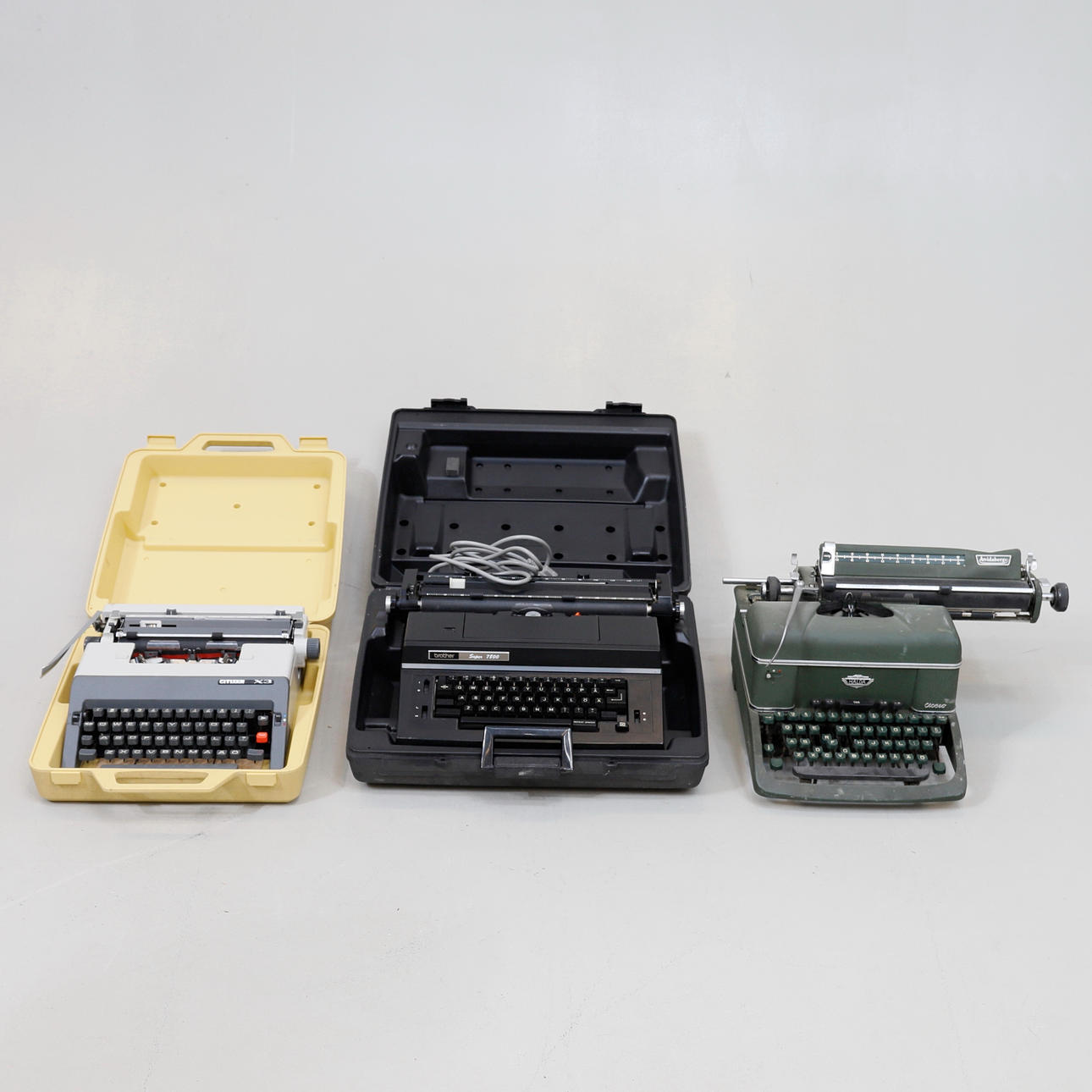 TYPEWRITER, 3 pcs, Brother, Citizen & Halda (Facit), 1900s.