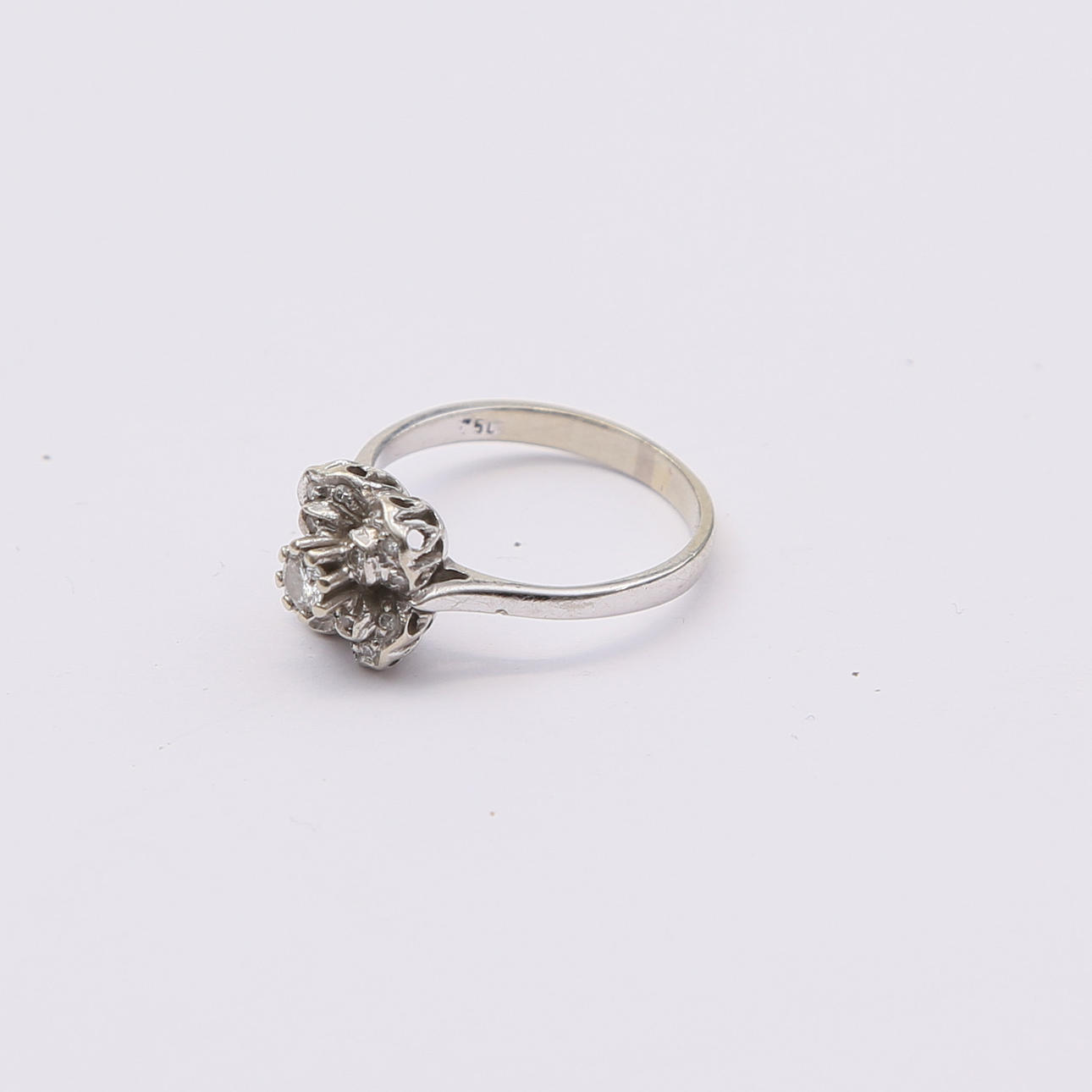 RING, 18k, vitguld, otydlig stämpel, mindre diamant.