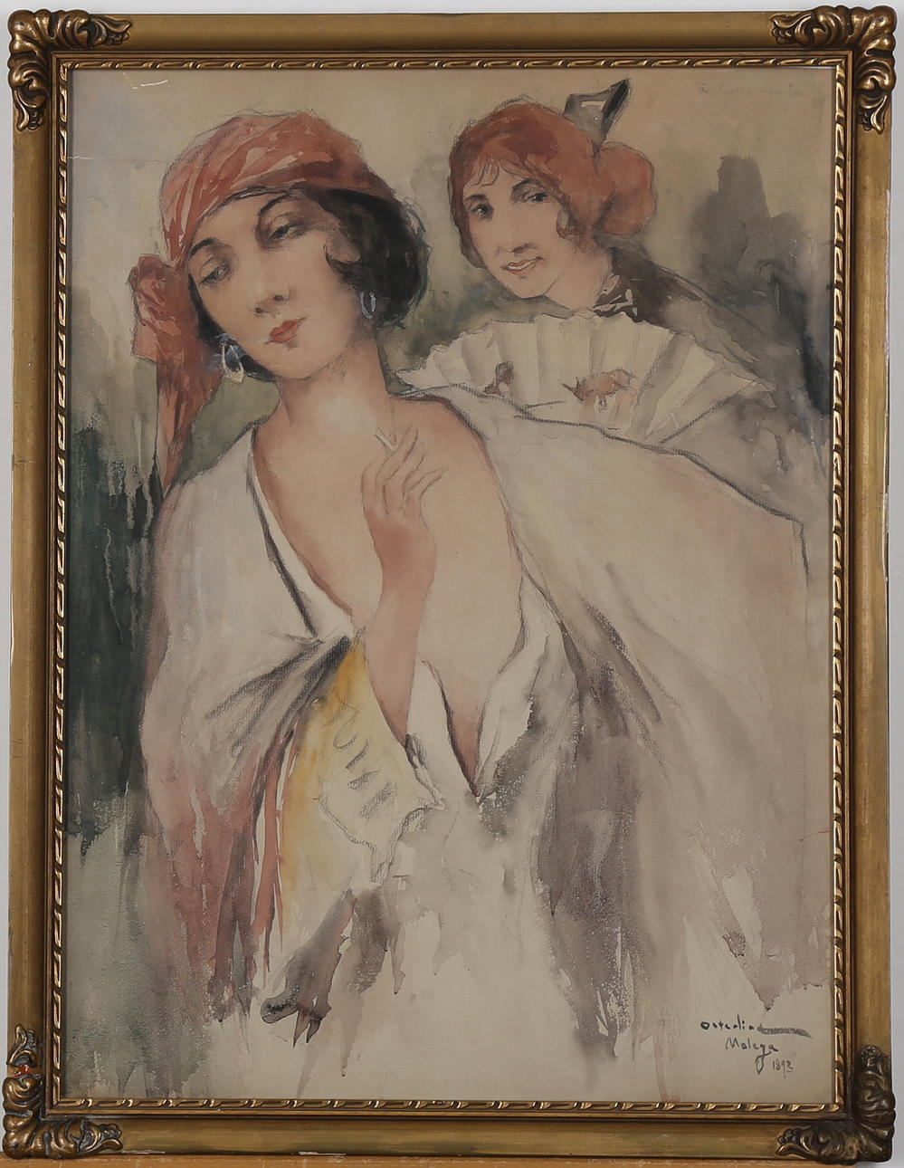 ALLAN ÖSTERLIND. Två modeller, Akvarell, Signerad Österlind och daterad Malaga 1892.