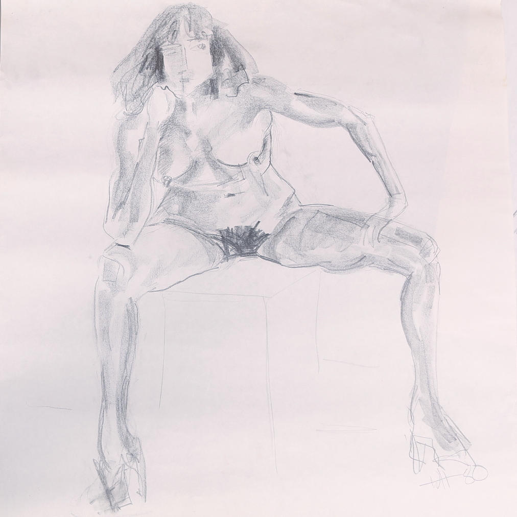 WANJA "NONES" HÅKANSSON. Skisser, 4 st, kroki, blyerts, signerade och osignerade.