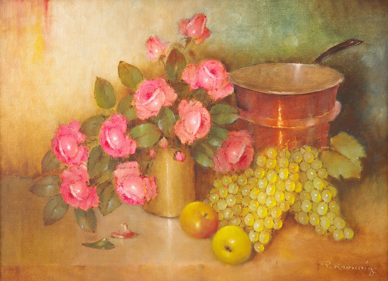 PAUL RAVNVIG. Stilleben, olja på duk, signerad P. Ravnvig.