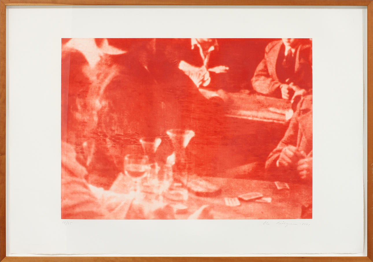 OLA BILLGREN (1940-2001). Café. Fotogravyr i rött.