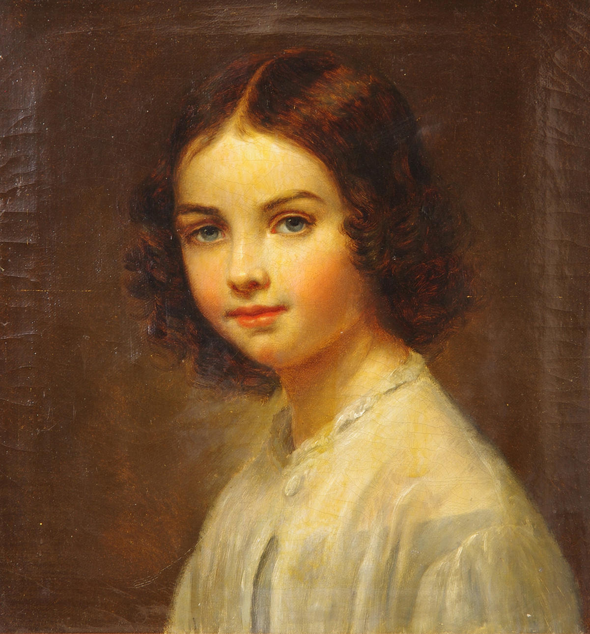 PORTRÄTT, lackerat och påmålat tryck.