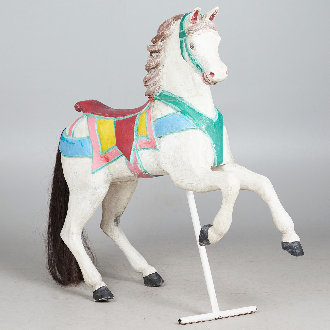 Karusell häst/leksak häst, trä, metall.