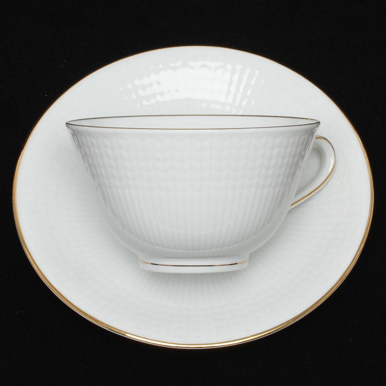 TEKOPPAR MED FAT, 5 st, porslin, "Swedish Grace" Louise Adelborg Rörstrand.