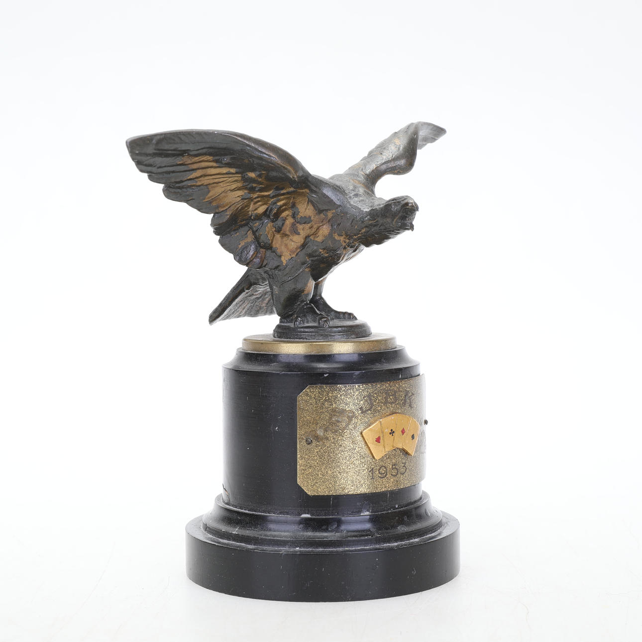CUP, Eagle on plinth, bronze and wood.