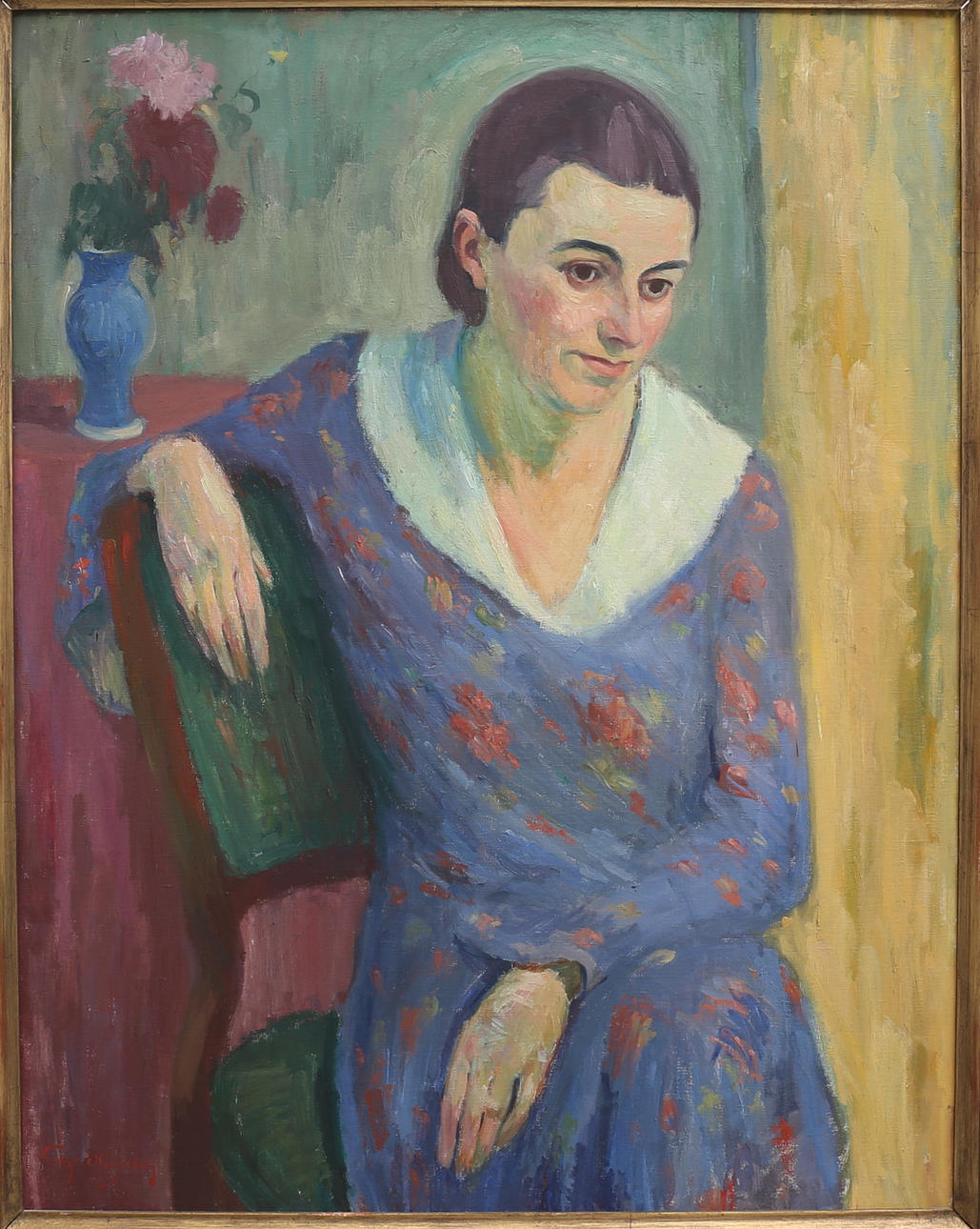 TAGE HANSSON. Porträtt. Olja på duk, signerad och daterad -31.