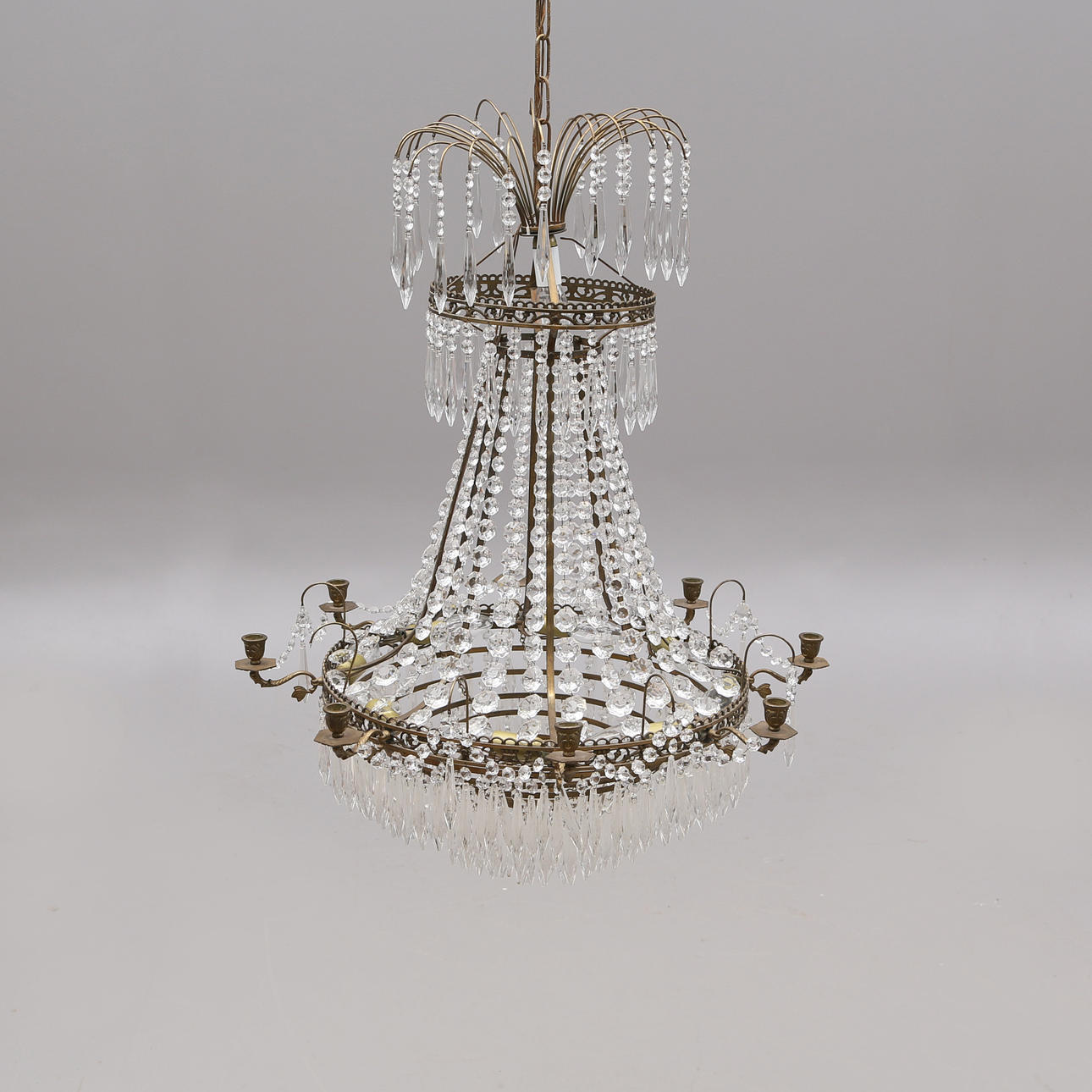 LJUSKRONA, glas/metall, 1900-tal. Belysning & Lampor - Ljuskronor ...