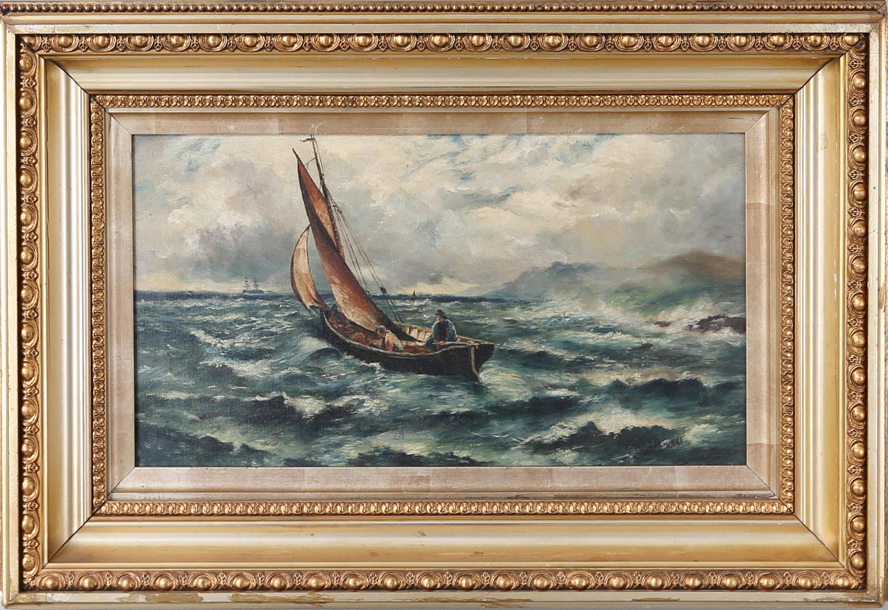 OIDENTIFIERAD KONSTNÄR. Marinmotiv, olja på duk, signerad.