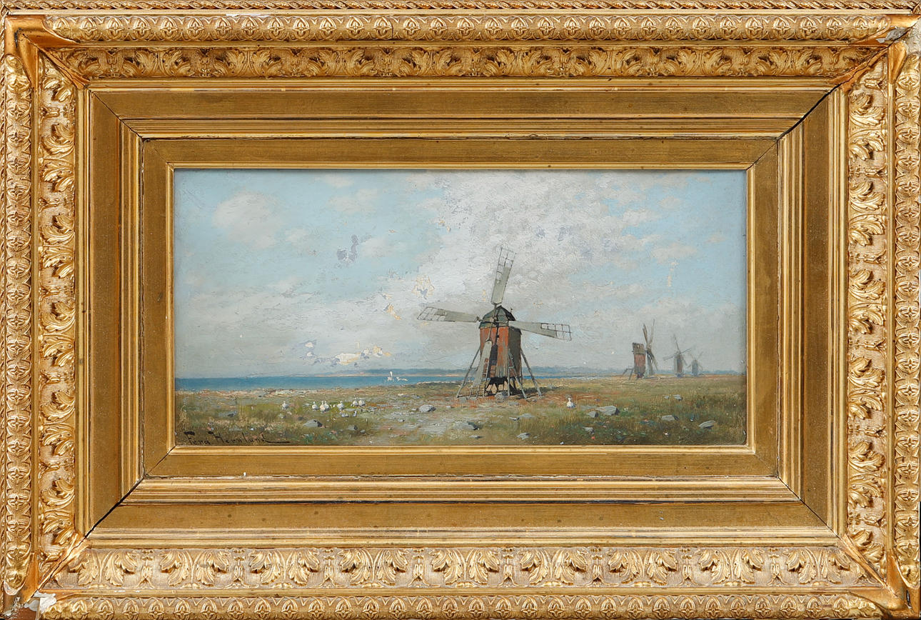 CARL FERDINAND HERNLUND. Mills, oil on canvas, signed.