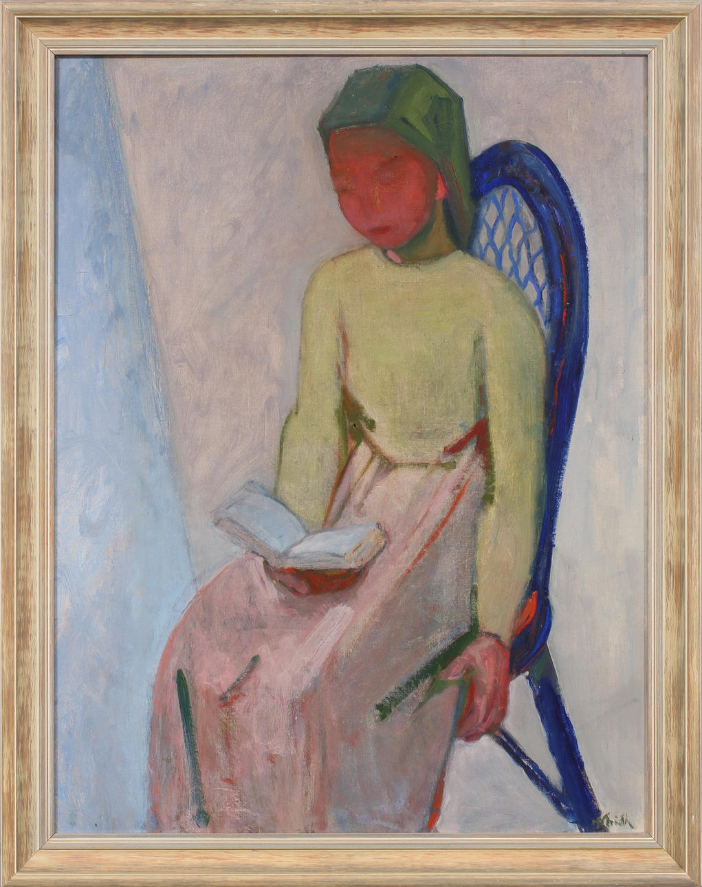 HANS STRIDH. "Läsande dam". Olja på duk, signerad.