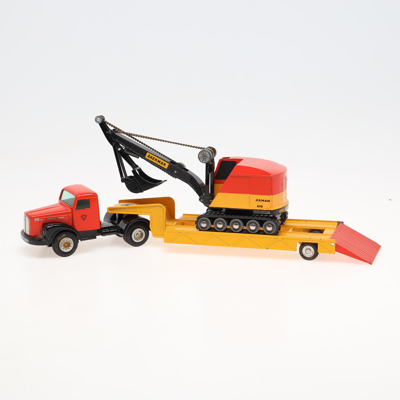 TEKNO, truck Scania-Vabis with trailer and excavator Åkerman