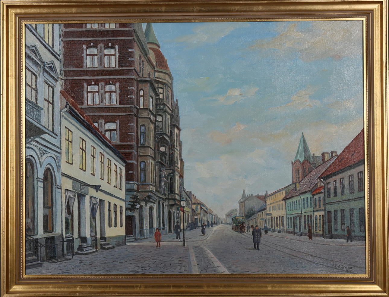 OIDENTIFIERAD KONSTNÄR. Olja på duk, Malmömotiv, signerad J. Erik Jönsson och daterad 1978.