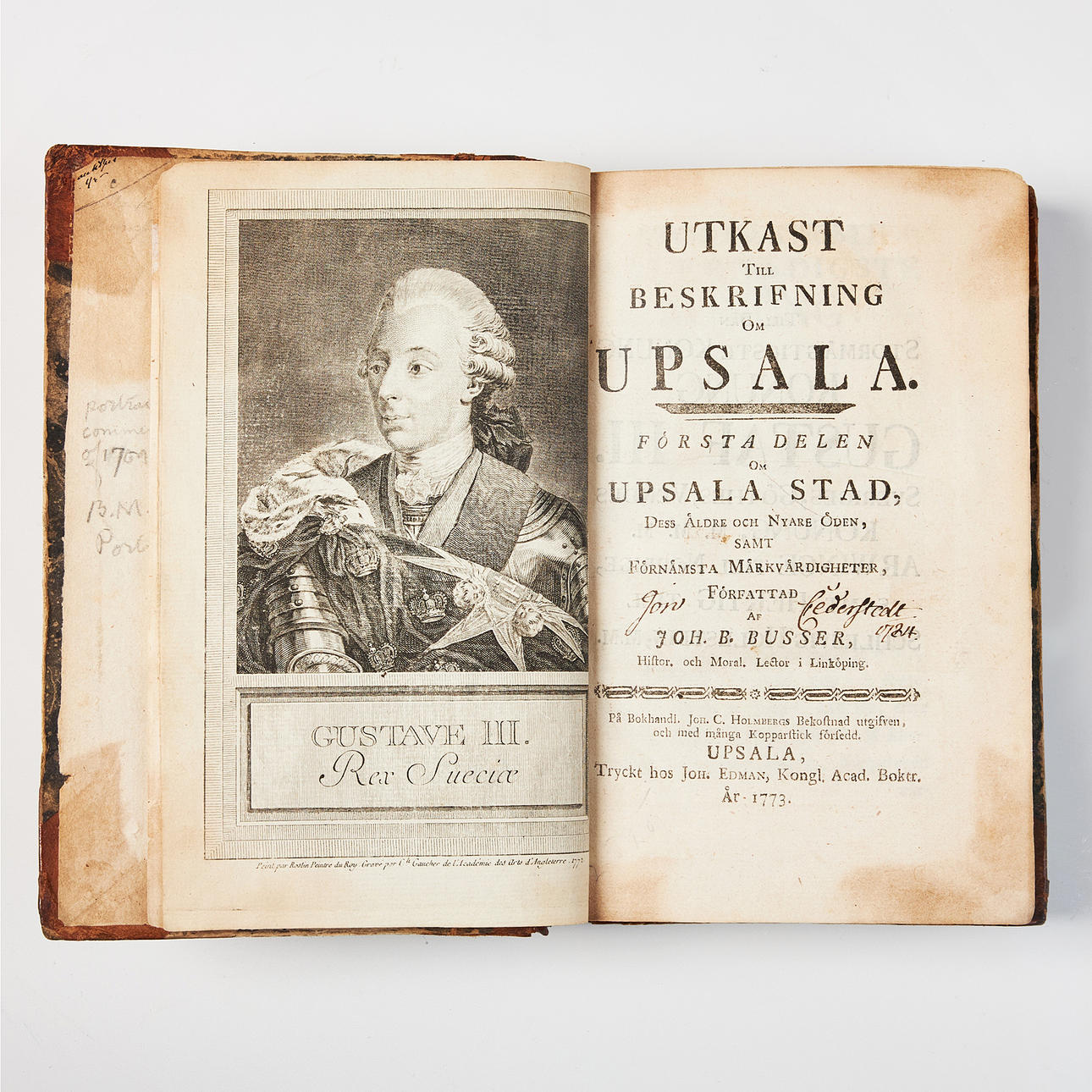 JONAS CEDERSTEDTS EX. OF BUSSER'S BOOK ON UPPSALA WITH THE CONTRIBUTION OF LINNAE.