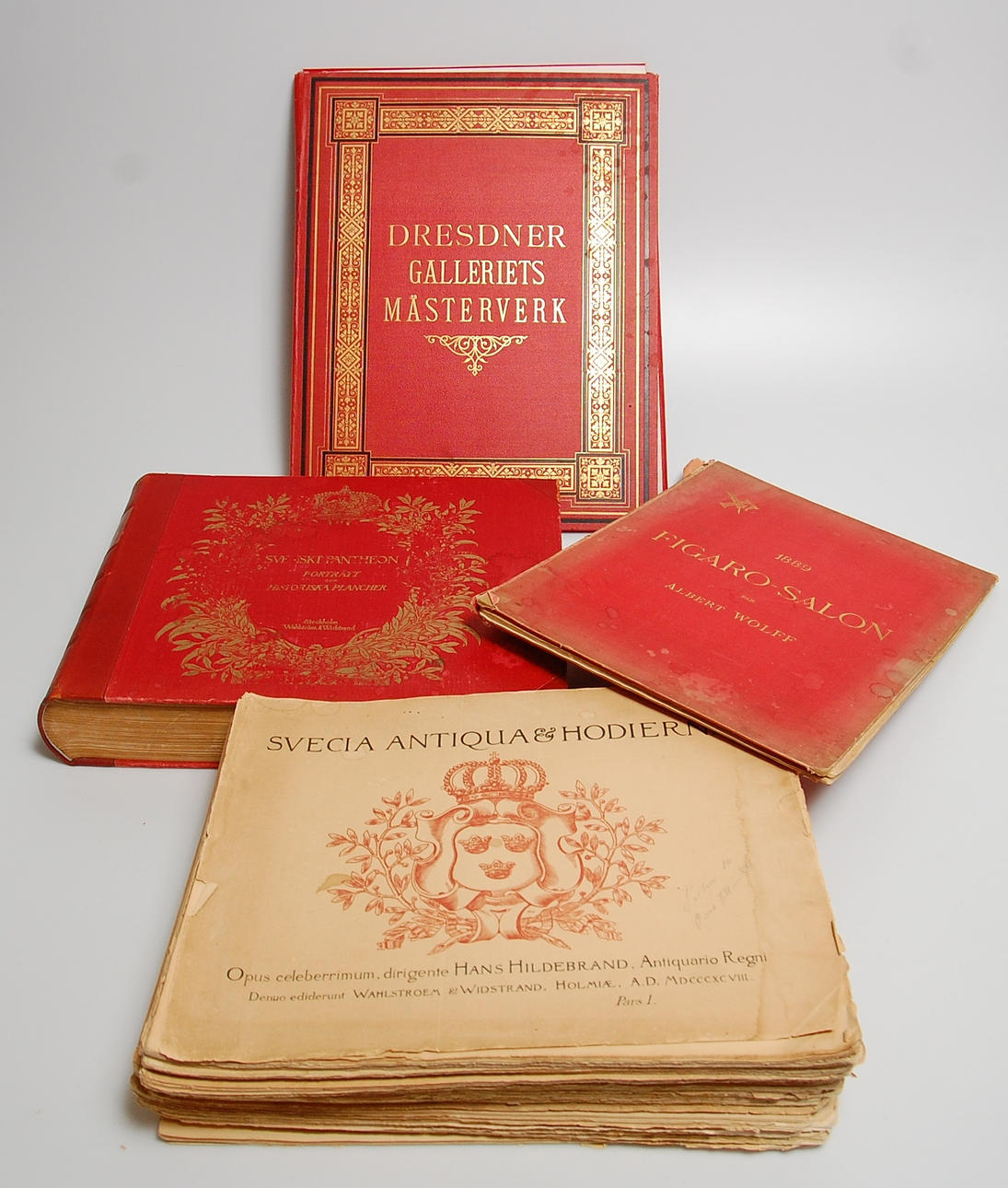 BOKVERK, Phanteon, Suecia Antiqa, Figaro Salon, Dresdners Galleriets Mästerverk.