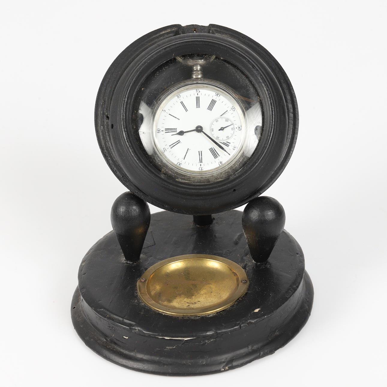 POCKET WATCH, Remontoir, with stand and chain.