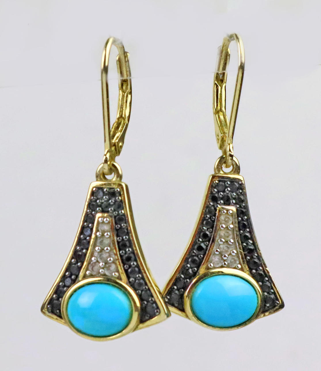 PENDIENTES TURQUESA CON ZAFIRO, plata 925.