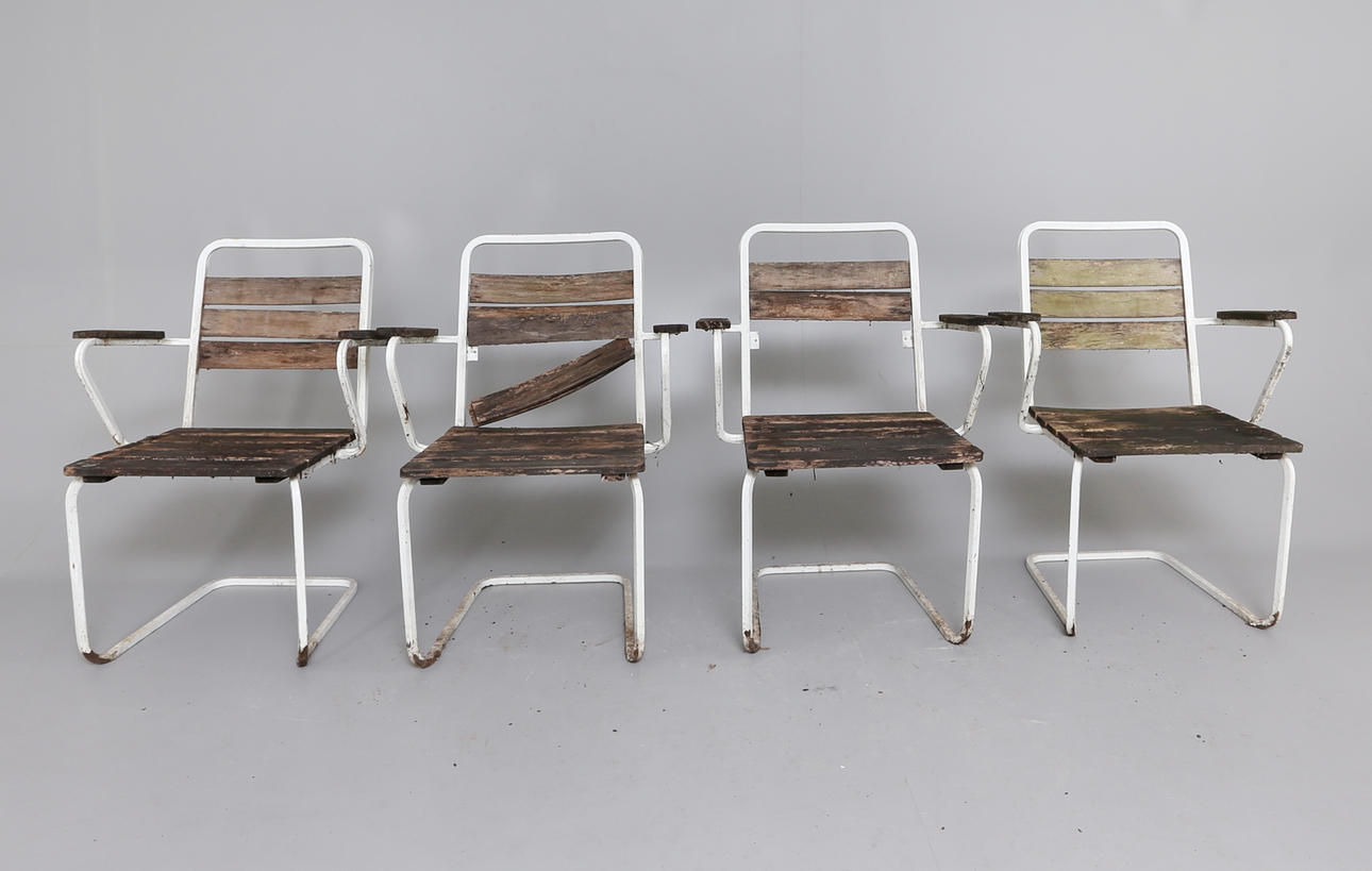 TRÄDGÅRDSSTOLAR, 4 st, metall, Grythyttan, 1900-tal.