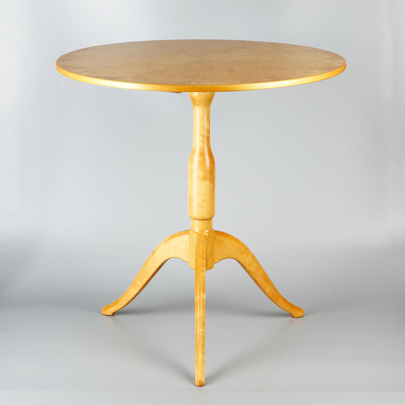 CARL MALMSTEN. Coffee table, Masur birch, "Båstad", branded.