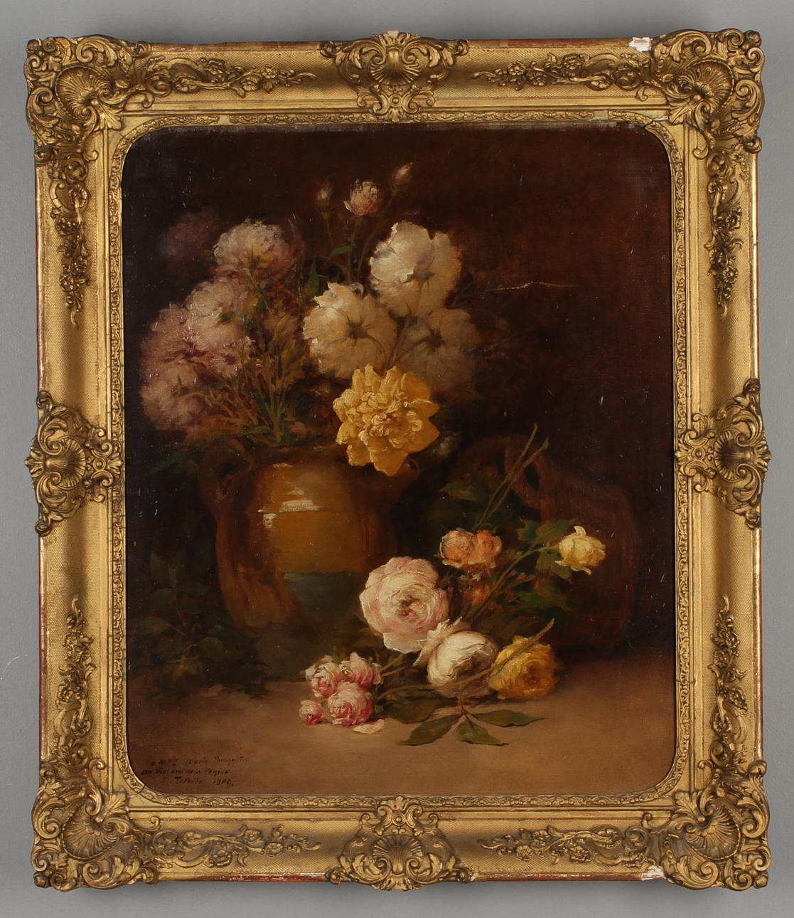 ÉMILE HENRI LA PORTE. Blomsterstilleben, olja på duk, signerad och daterad 1909.