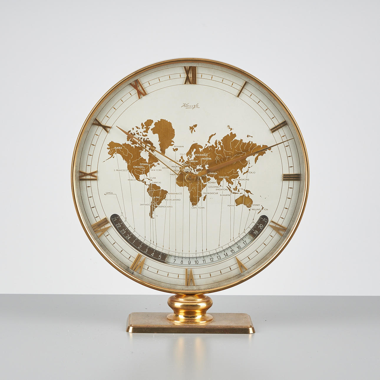 TABLE CLOCK, "World Time" Kienzle Uhrenfabrik, Germany.