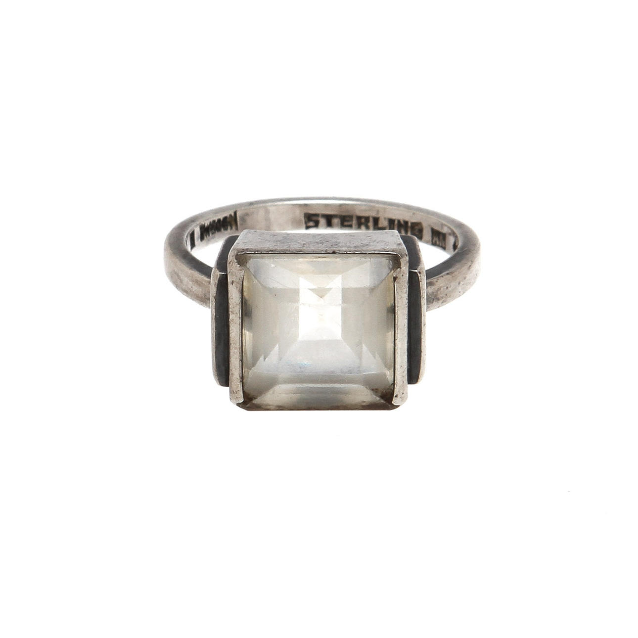 WIWEN NILSSON. Ring, sterling silver med bergskristall, Lund 1942.