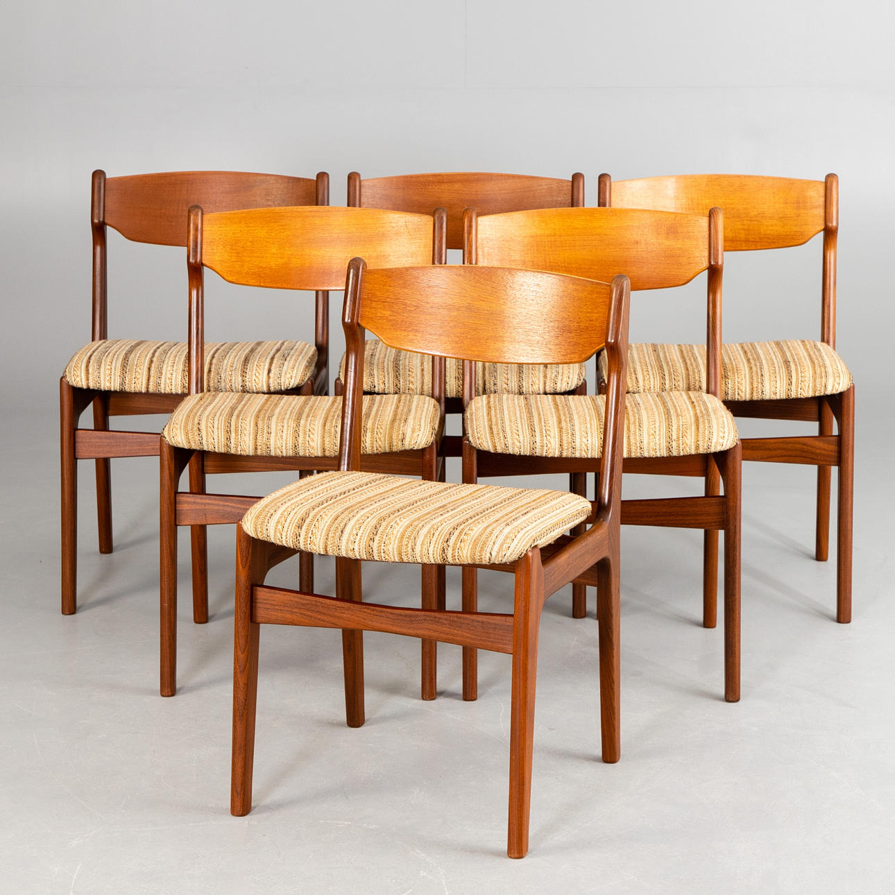 ERIC BUCH. 6 stolar i teak. Danmark, 1960-tal.