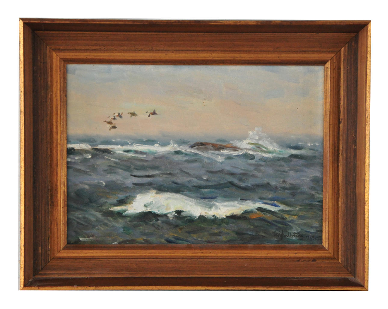 ROLF MELLSTRÖM. "Ejdrar". Olja på pannå, signerad.