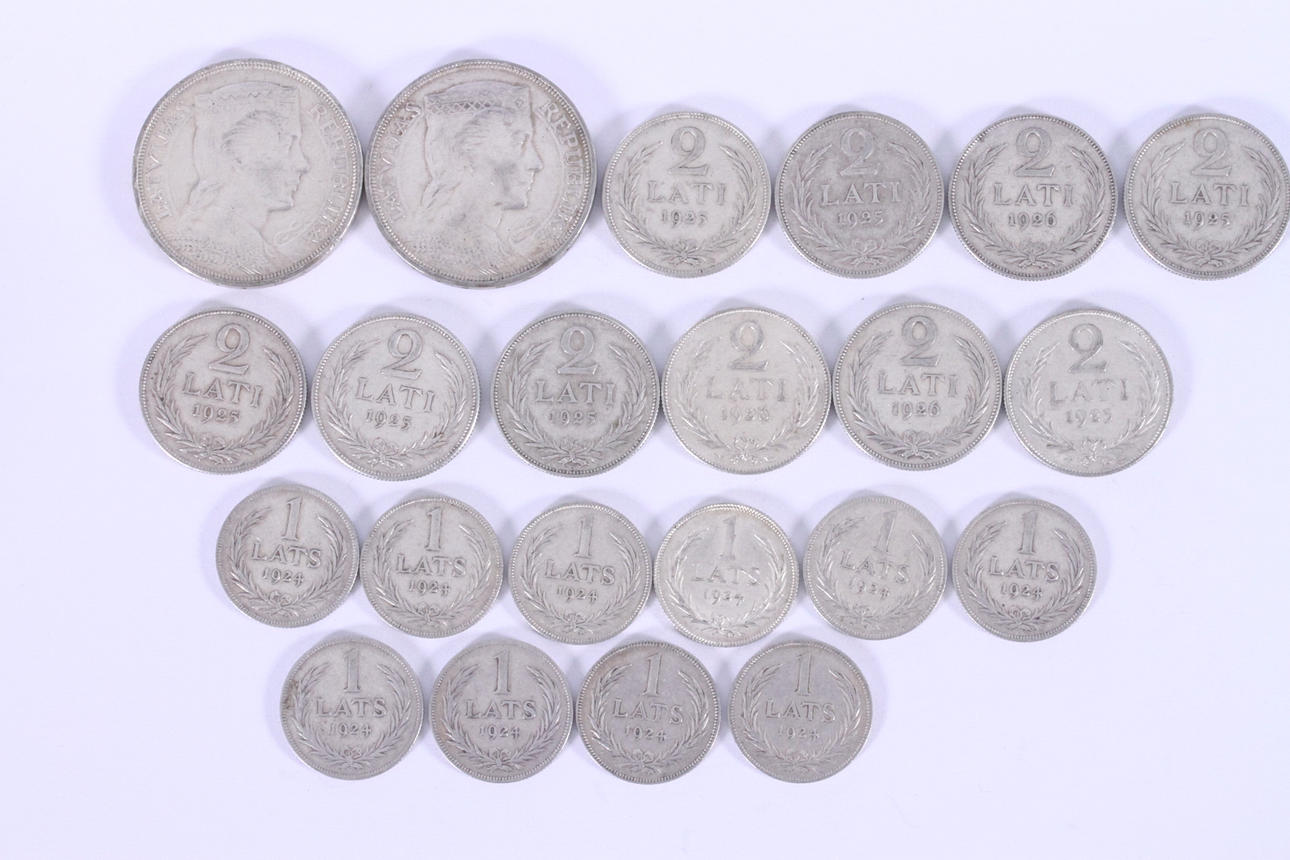 MØNT, sølv, Letland, 1920'erne/30'erne.