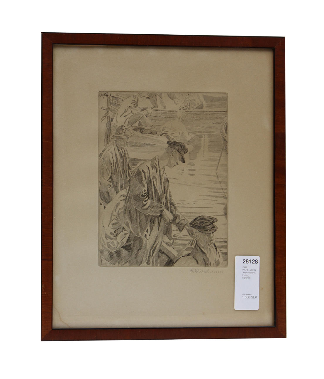 CARL WILHELMSON. "Makrillfiskare". Etsning, signerad.