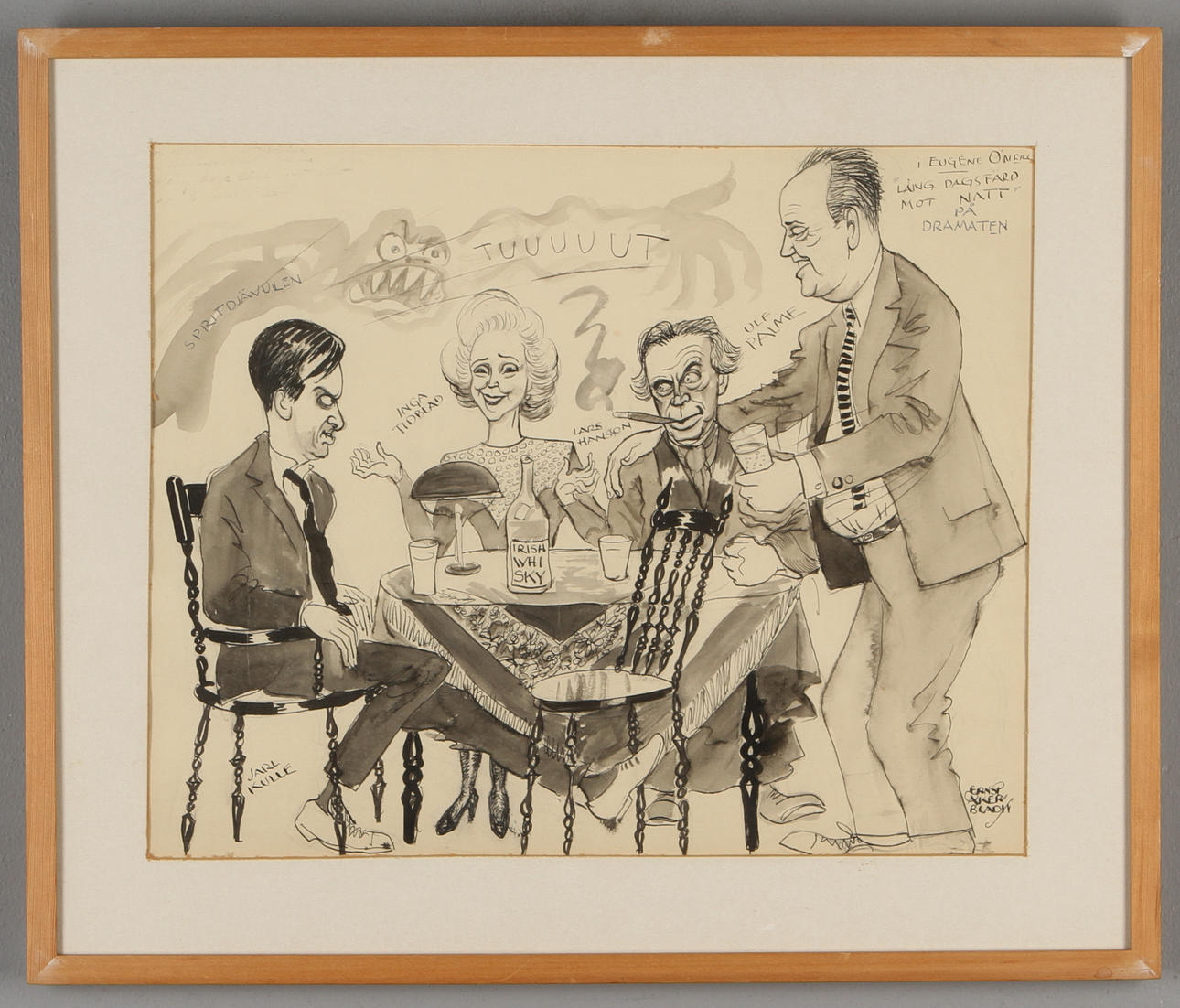 ERNST ÅKERBLADH. "Lång dags färd mot natt", blandteknik, signerad.