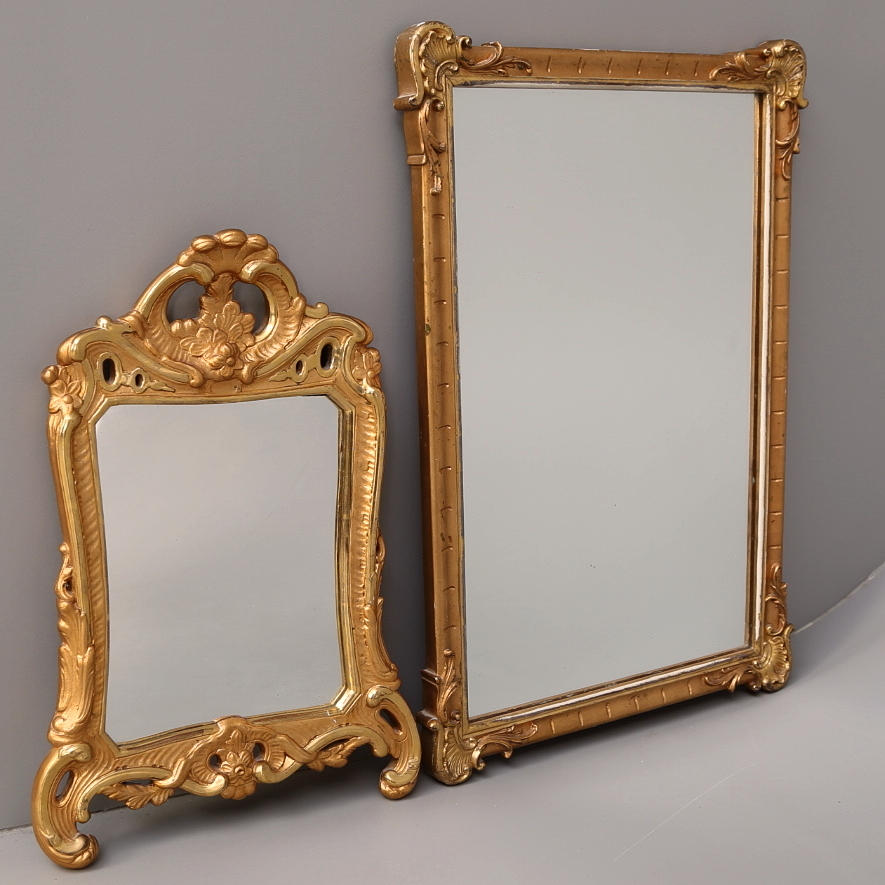 VÄGGSPEGLAR 2 st, förgyllda, rokokostil, 1900-tal, John Nordqvist.