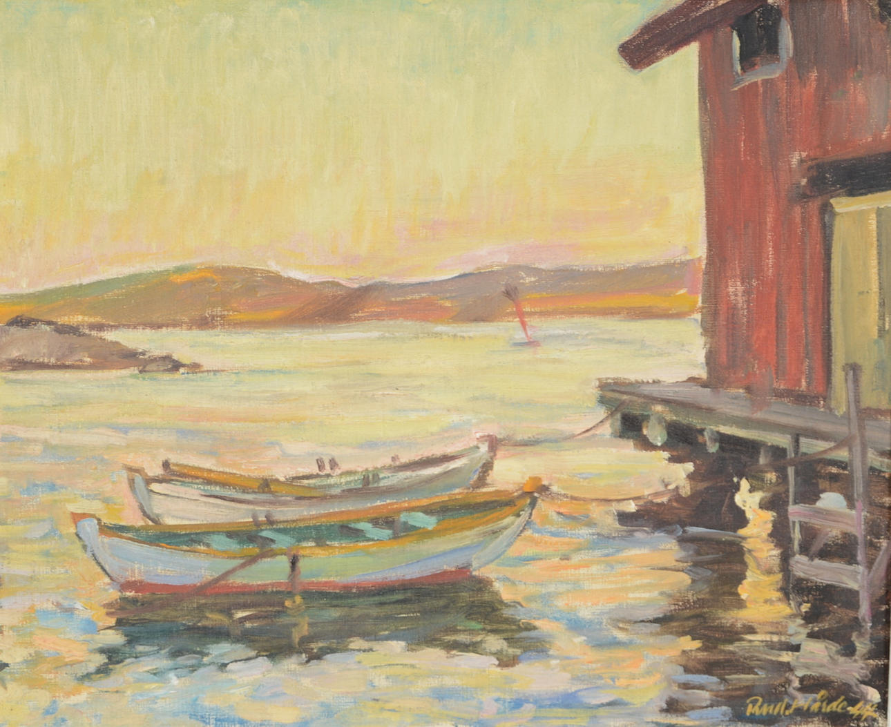 RUDOLF HÅRDE. Olja på pannå.