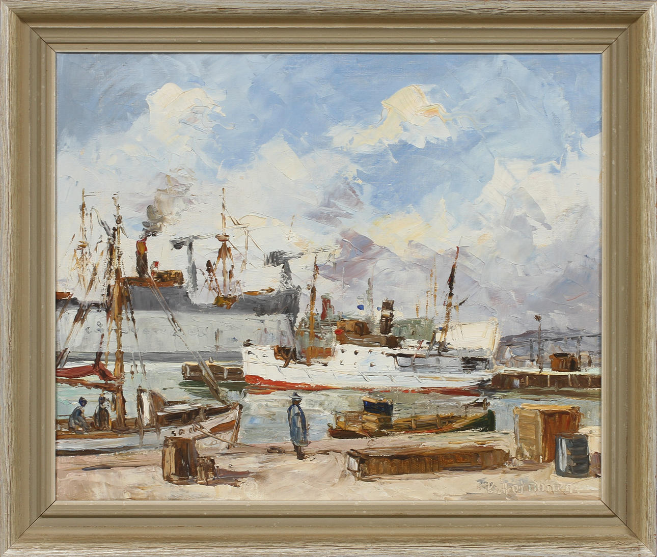 KURT ERIK HEINONEN. Göteborgs hamn, olja på duk, signerad.