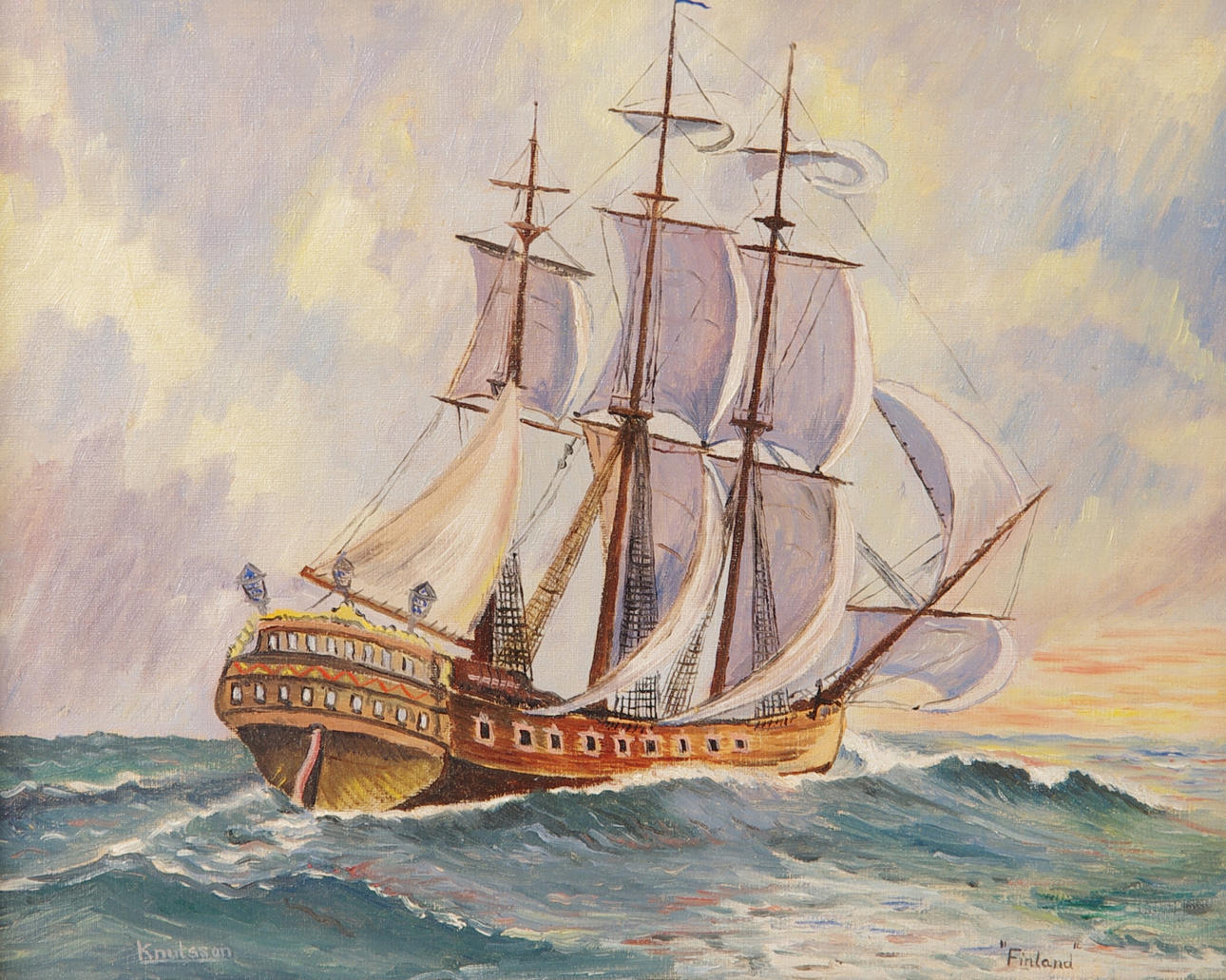 KNUTSSON. Segelfartyg, "Finland", olja på duk.