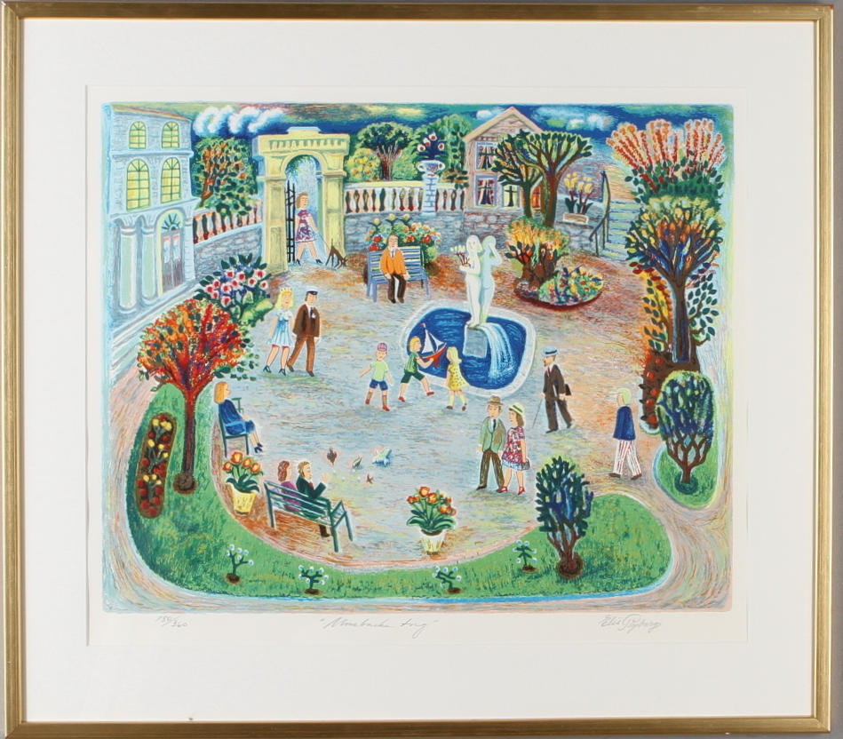 ELIS RYBERG. "Mosebacke torg", färglitografi, signerad samt numrerad 180/360.