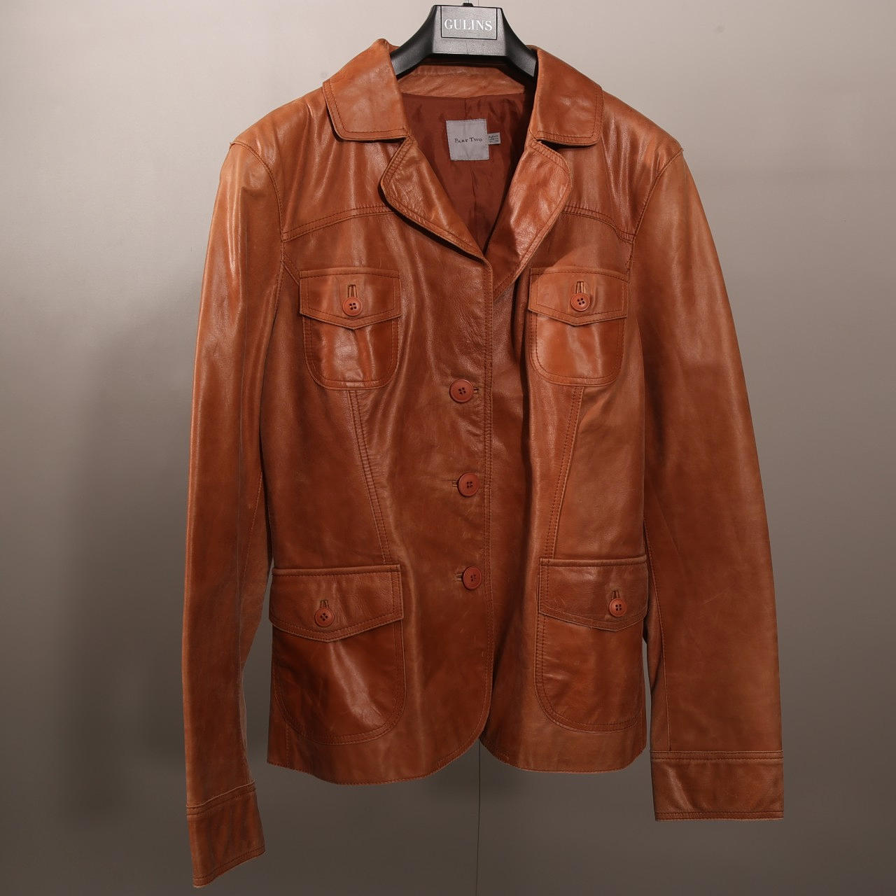 LEATHER JACKET, brown, Part two, size 42.