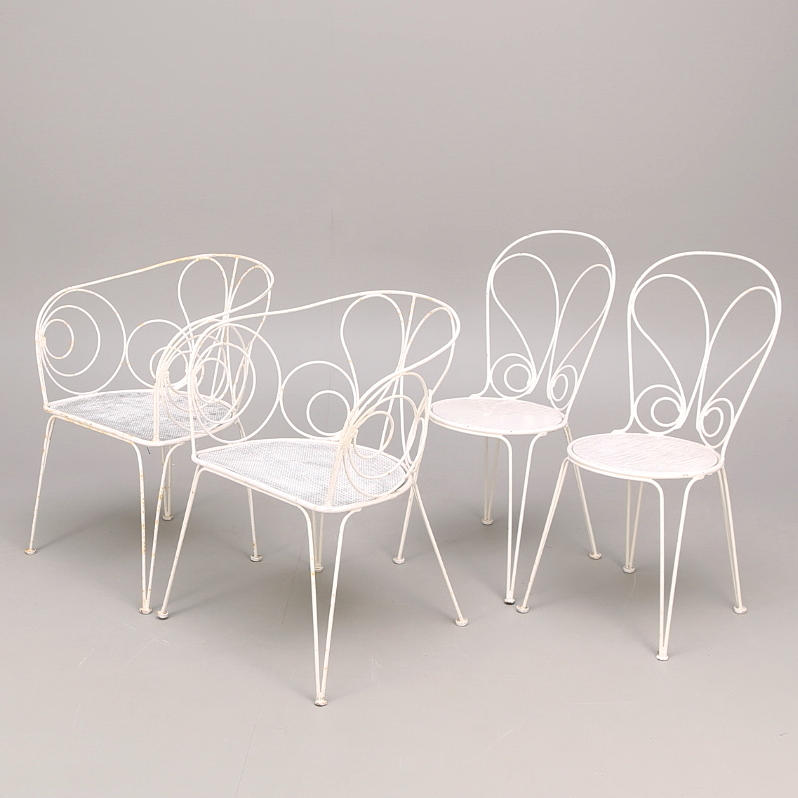 TRÄDSGÅRDSMÖBLER, 4 delar, 1900-talets mitt.