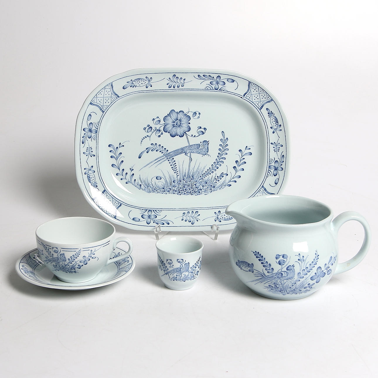 TESERVIS 25 delar, porslin, "Fågel Blå", Rörstrand. 1900-talets mitt.