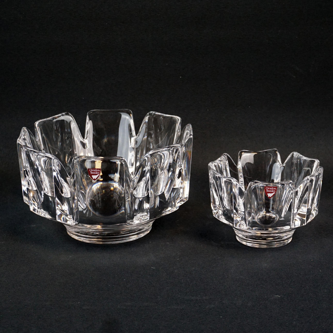 LARS HELLSTEN, bowls, "Corona", 2 pcs, Orrefors, signed.