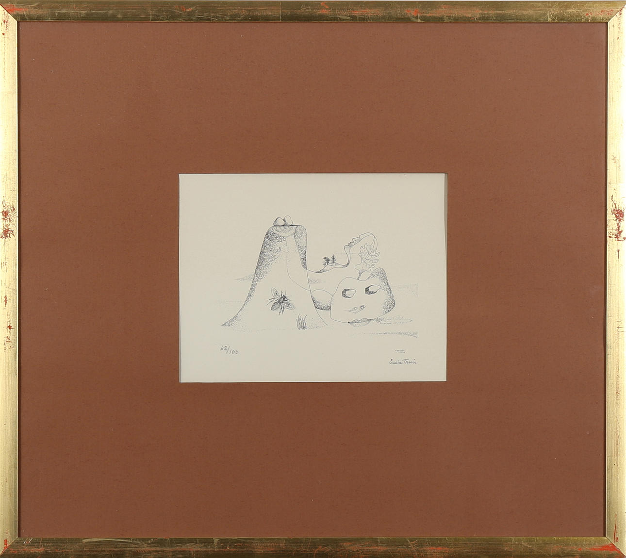 ESAIAS THORÉN. Komposition, litografi nr 62/100, signerad.