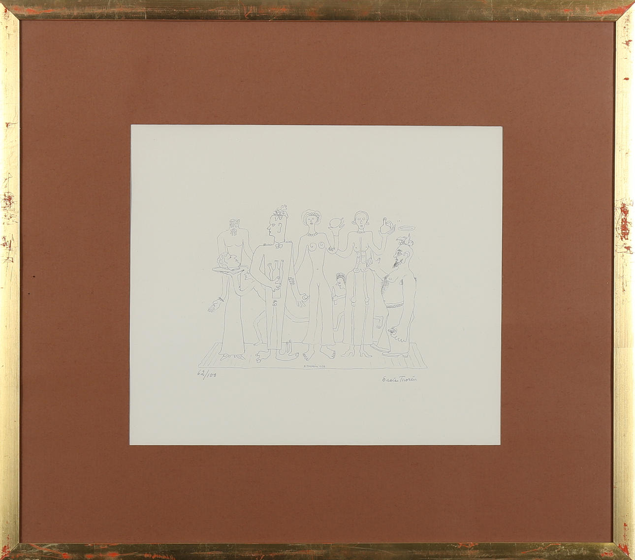 ESAIAS THORÉN. Människor, litografi nr 62/100, signerad.