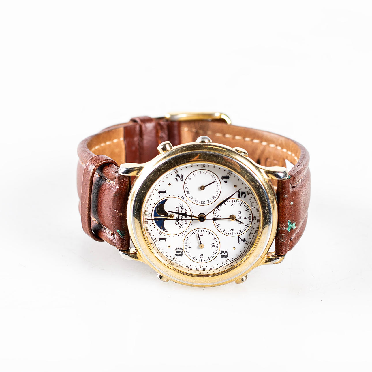 ARMBANDUHR, SEIKO, Chronograph, mit Mondphase, Quarz.