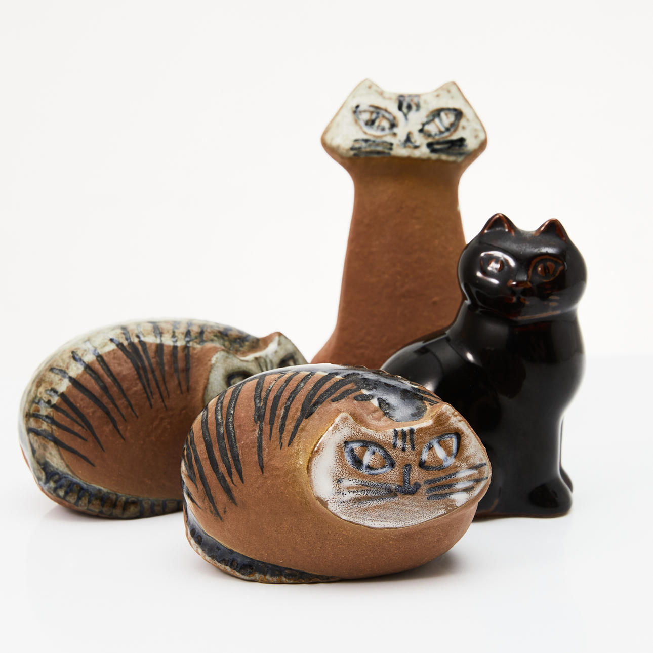 LISA LARSON. Cats, 4 pcs., stoneware, Gustavsberg.