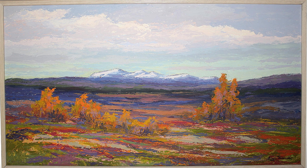 BIRGER WELANDER. olja på pannå, Åreskutan, signerad.