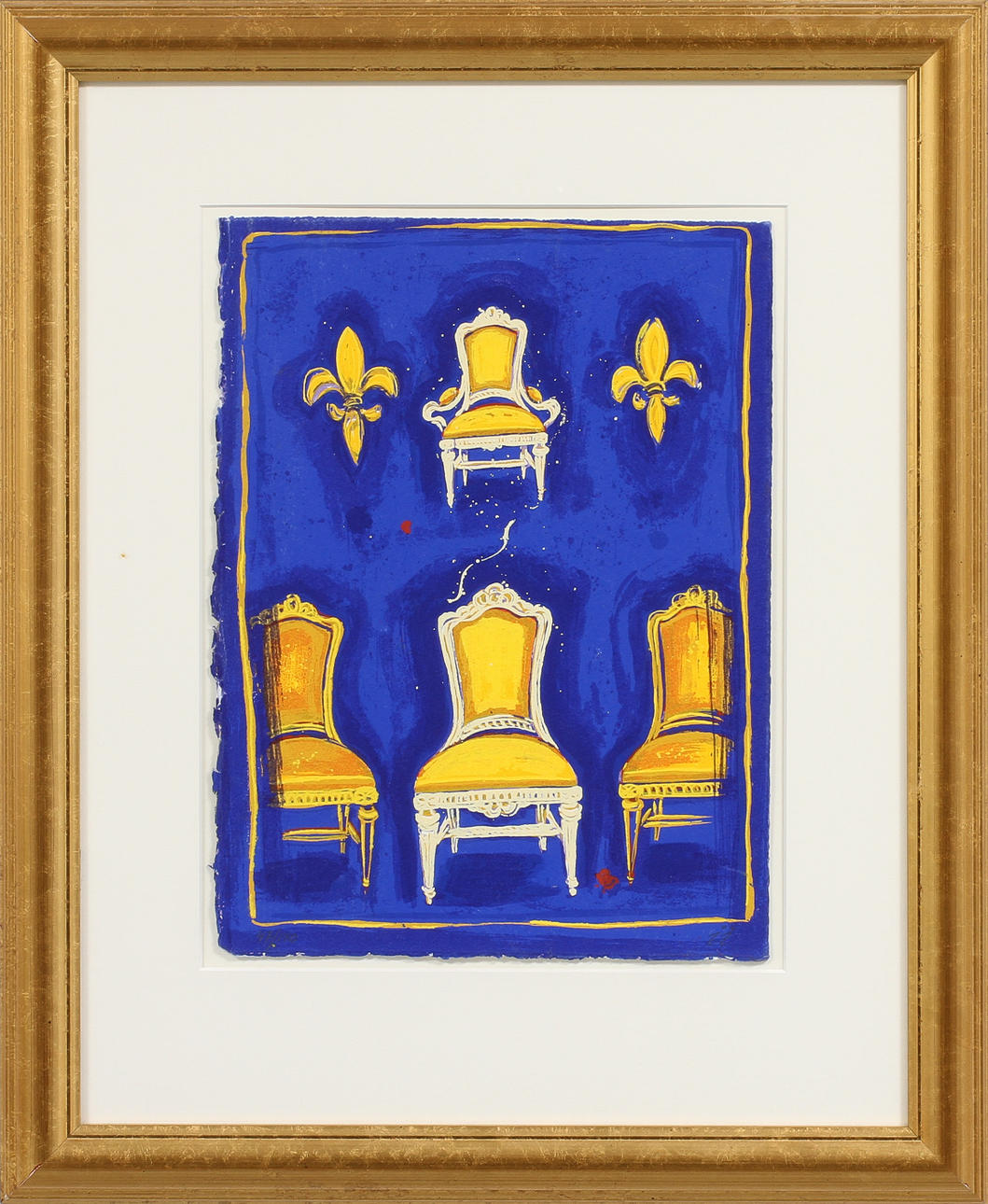 INGBRITT IRENE LAGERBERG. Komposition med stolar, färglitografi, signerad och numrerad 47/190.